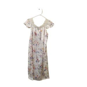 Fantasies By Morgan Taylor Women's Floral Nightgown With Lace Trim - Size S